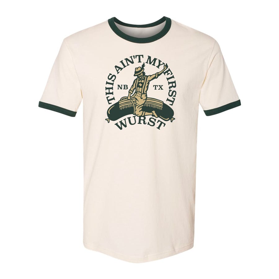 RIVER ROAD CLOTHING Shirts First Wurst Ringer New Braunfels Texas T-Shirt | Cream