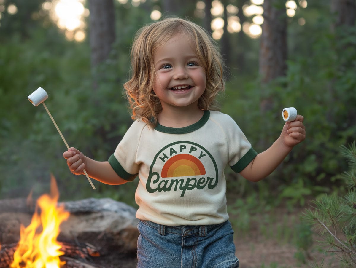 RIVER ROAD CLOTHING Shirts Happy Camper (Youth) | Vintage Ringer | 2 Color Options