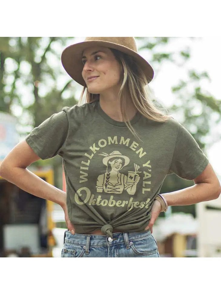 RIVER ROAD CLOTHING Shirts Oktoberfest Willkommen Y'all | Oktoberfest