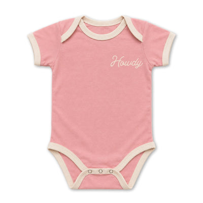 RIVER ROAD CLOTHING Onesies Howdy Vintage Ringer | Pink (Onesie)