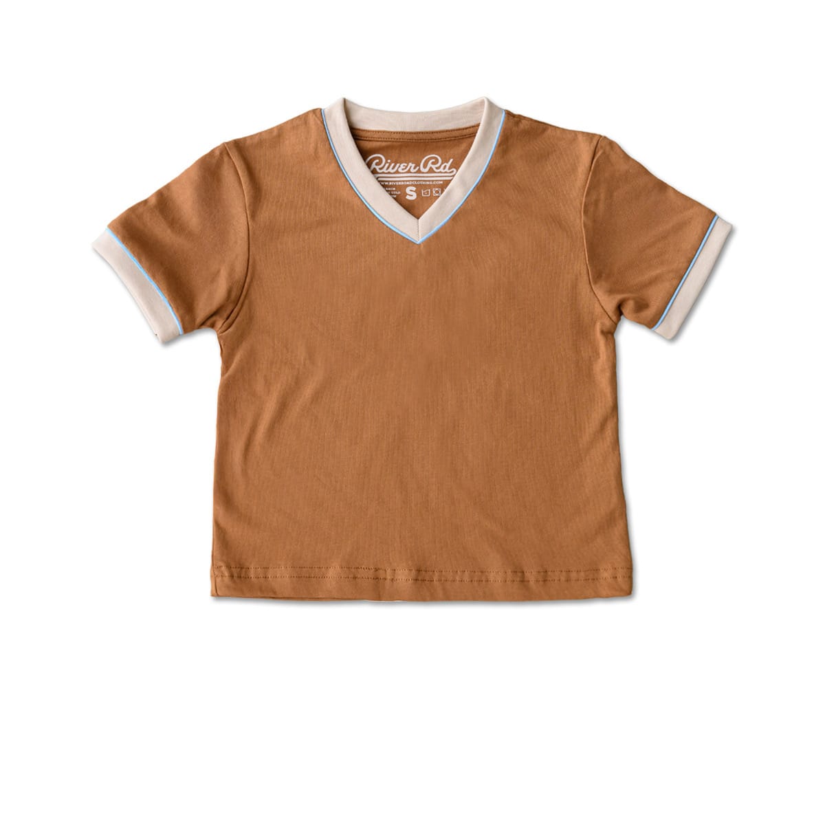 RIVER ROAD CLOTHING Shirts Earth V Neck Crop Ringer
