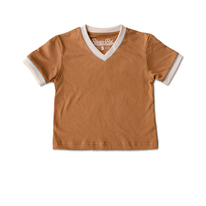 RIVER ROAD CLOTHING Shirts Earth V Neck Crop Ringer