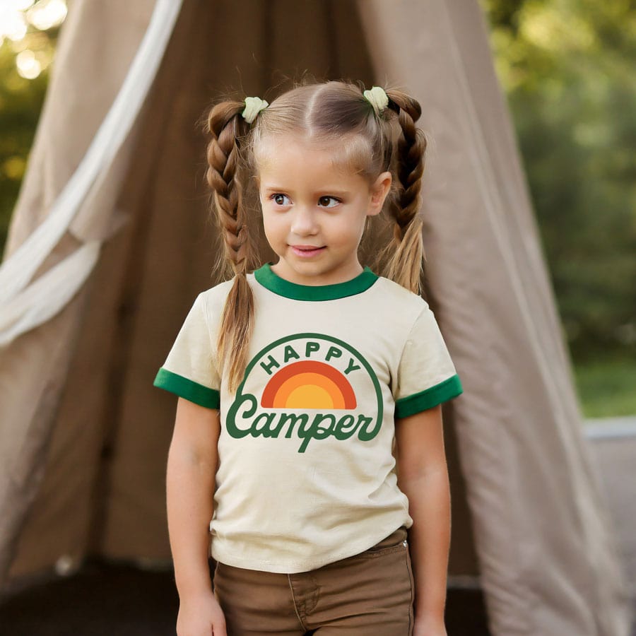 RIVER ROAD CLOTHING Shirts Happy Camper (Youth) | Vintage Ringer