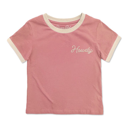 RIVER ROAD CLOTHING Shirts Howdy Vintage Ringer | Pink (Youth)
