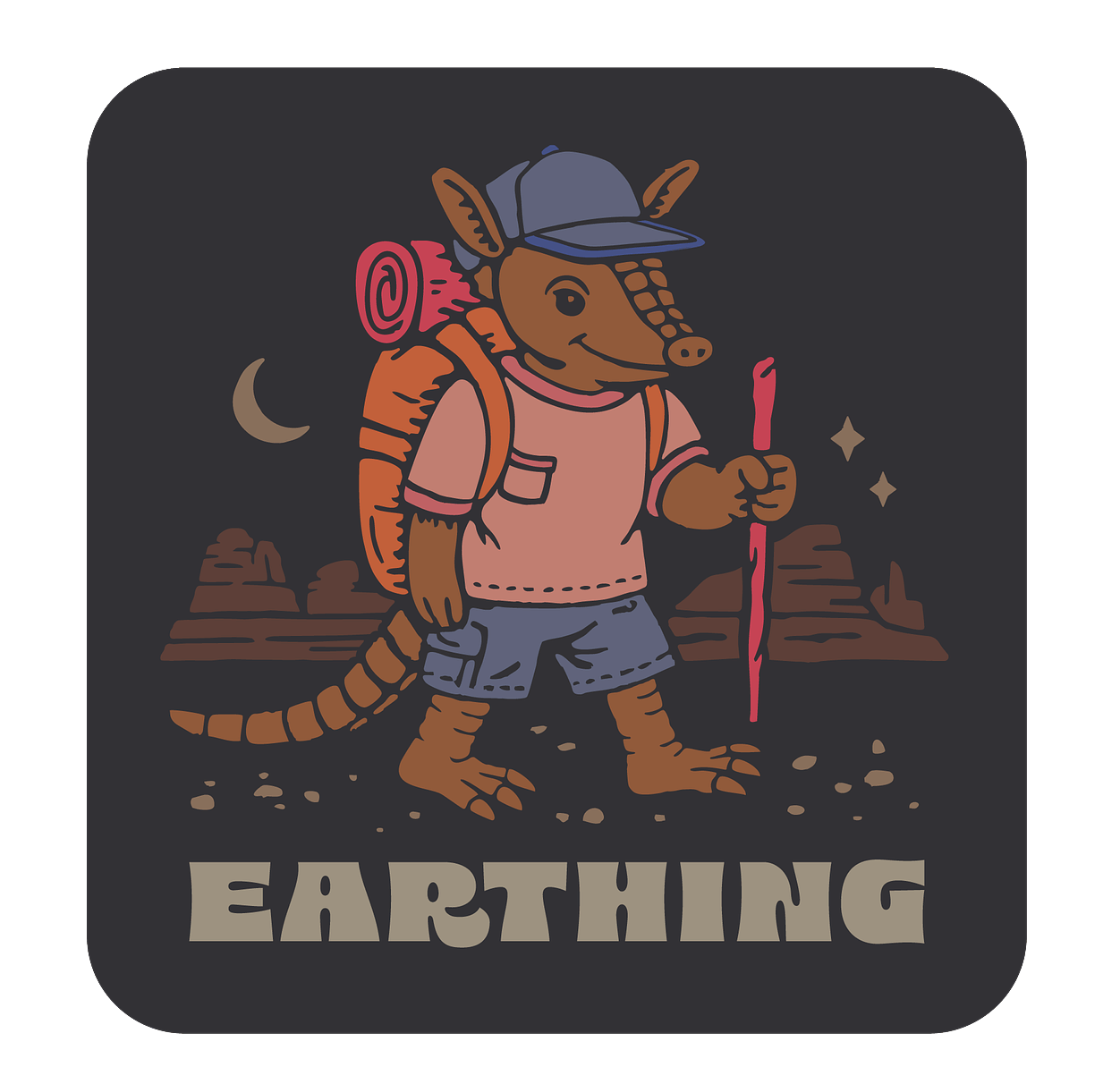 Earthing Armadillo Sticker | Custom Texas Stickers | Texas Clothing ...